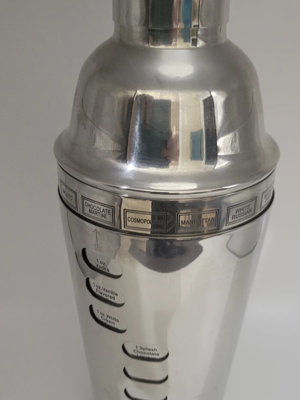 Dial-A-Drink Stainless Steel Cocktail Shaker with Recipe Guide - Silver